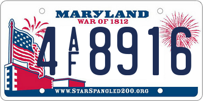 MD license plate 4AF8916