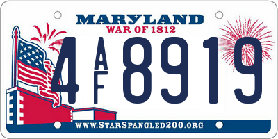MD license plate 4AF8919