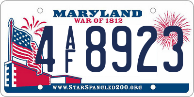 MD license plate 4AF8923