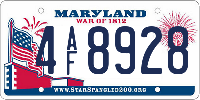 MD license plate 4AF8928