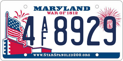 MD license plate 4AF8929