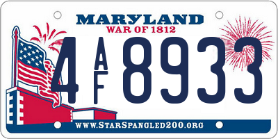 MD license plate 4AF8933