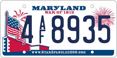 MD license plate 4AF8935