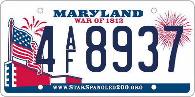 MD license plate 4AF8937