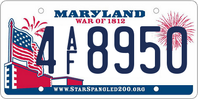 MD license plate 4AF8950