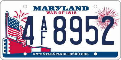 MD license plate 4AF8952