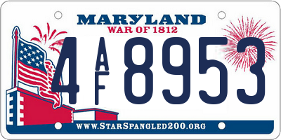 MD license plate 4AF8953