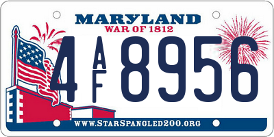 MD license plate 4AF8956