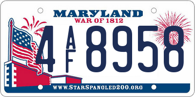 MD license plate 4AF8958