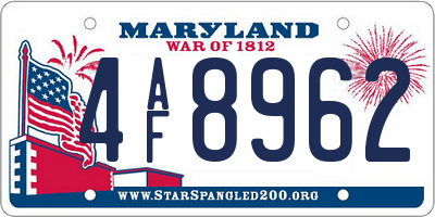 MD license plate 4AF8962
