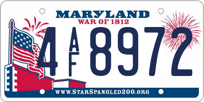 MD license plate 4AF8972