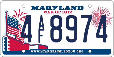 MD license plate 4AF8974