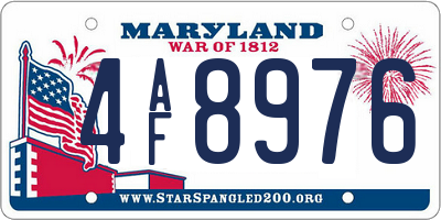 MD license plate 4AF8976