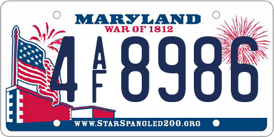 MD license plate 4AF8986