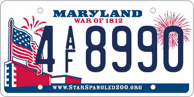 MD license plate 4AF8990