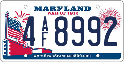 MD license plate 4AF8992
