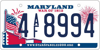 MD license plate 4AF8994