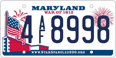 MD license plate 4AF8998