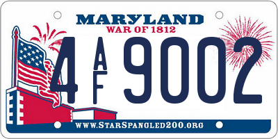 MD license plate 4AF9002