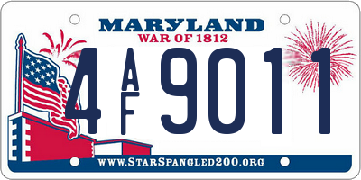 MD license plate 4AF9011