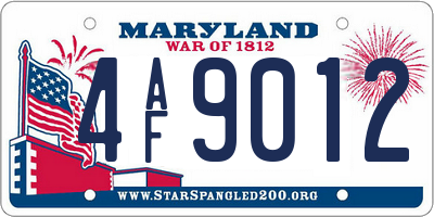 MD license plate 4AF9012