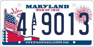 MD license plate 4AF9013