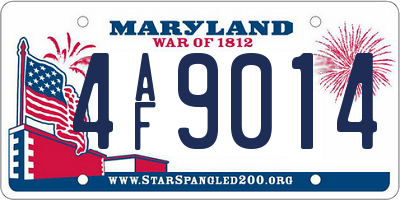 MD license plate 4AF9014