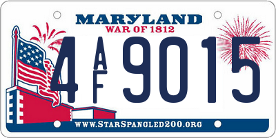 MD license plate 4AF9015
