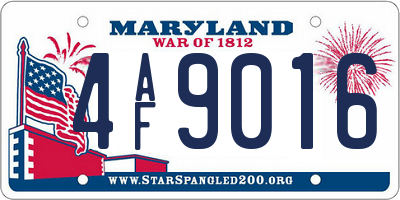 MD license plate 4AF9016
