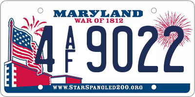 MD license plate 4AF9022