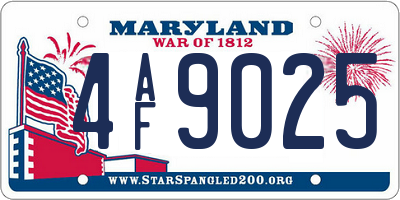 MD license plate 4AF9025