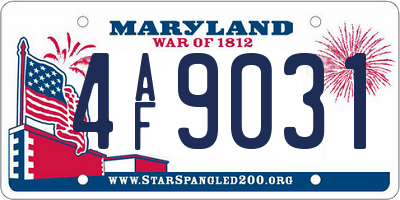 MD license plate 4AF9031