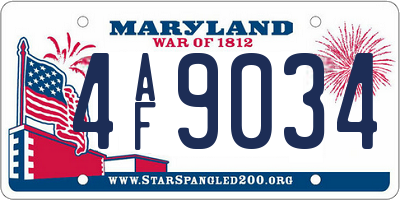 MD license plate 4AF9034