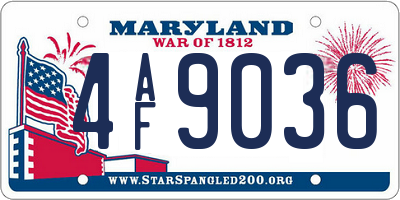 MD license plate 4AF9036