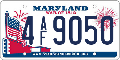 MD license plate 4AF9050