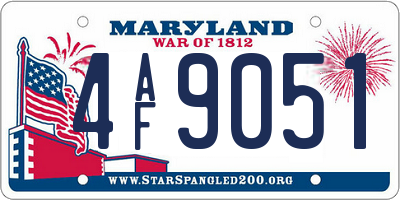 MD license plate 4AF9051