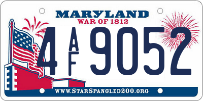 MD license plate 4AF9052