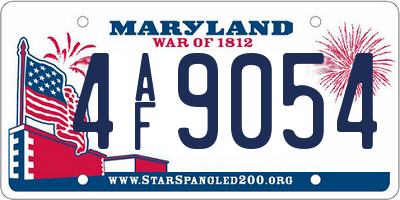 MD license plate 4AF9054