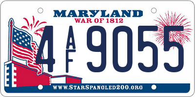 MD license plate 4AF9055