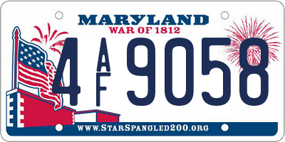 MD license plate 4AF9058