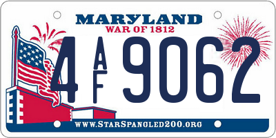 MD license plate 4AF9062