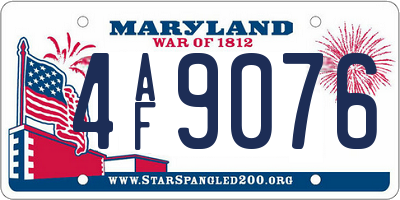 MD license plate 4AF9076
