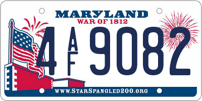 MD license plate 4AF9082