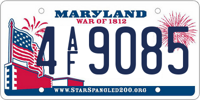 MD license plate 4AF9085