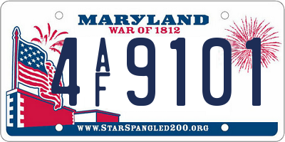 MD license plate 4AF9101