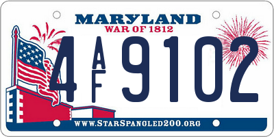 MD license plate 4AF9102