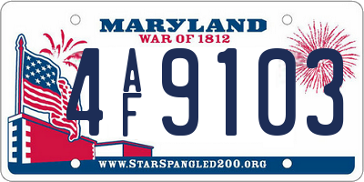MD license plate 4AF9103