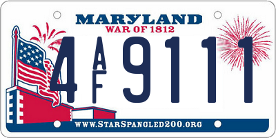 MD license plate 4AF9111