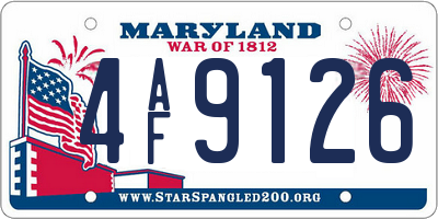 MD license plate 4AF9126