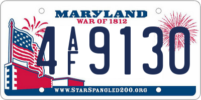 MD license plate 4AF9130